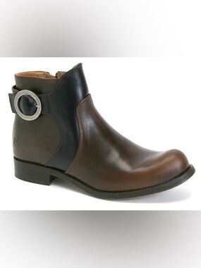 John Fluevog Jules Leather Buckle Ankle Booties